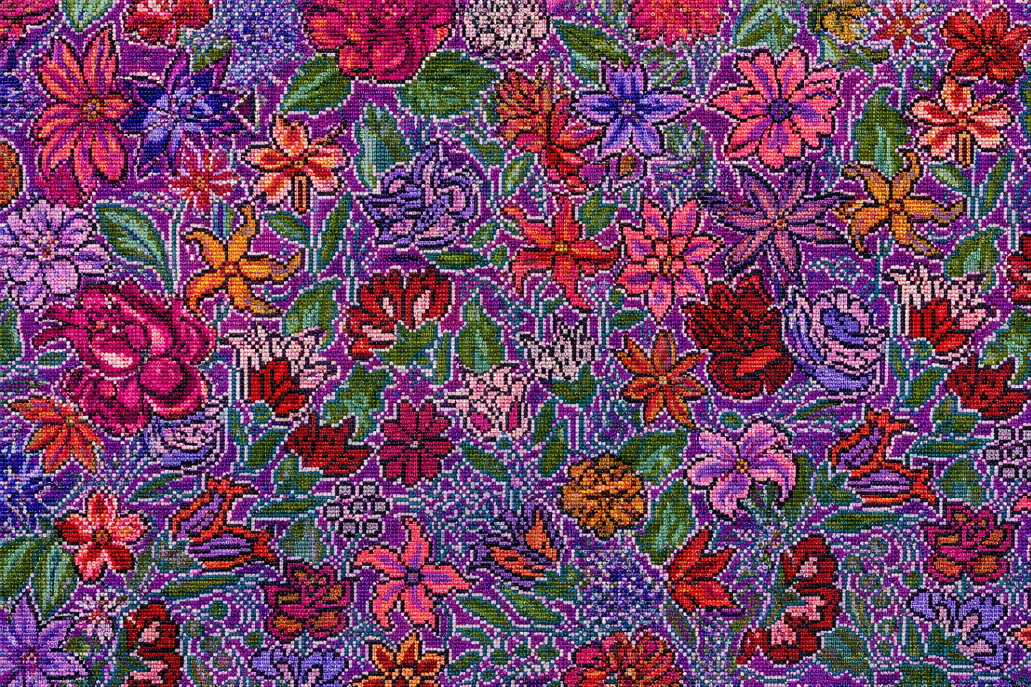 Floral embroidery characteristic of a Zinacantán huipil