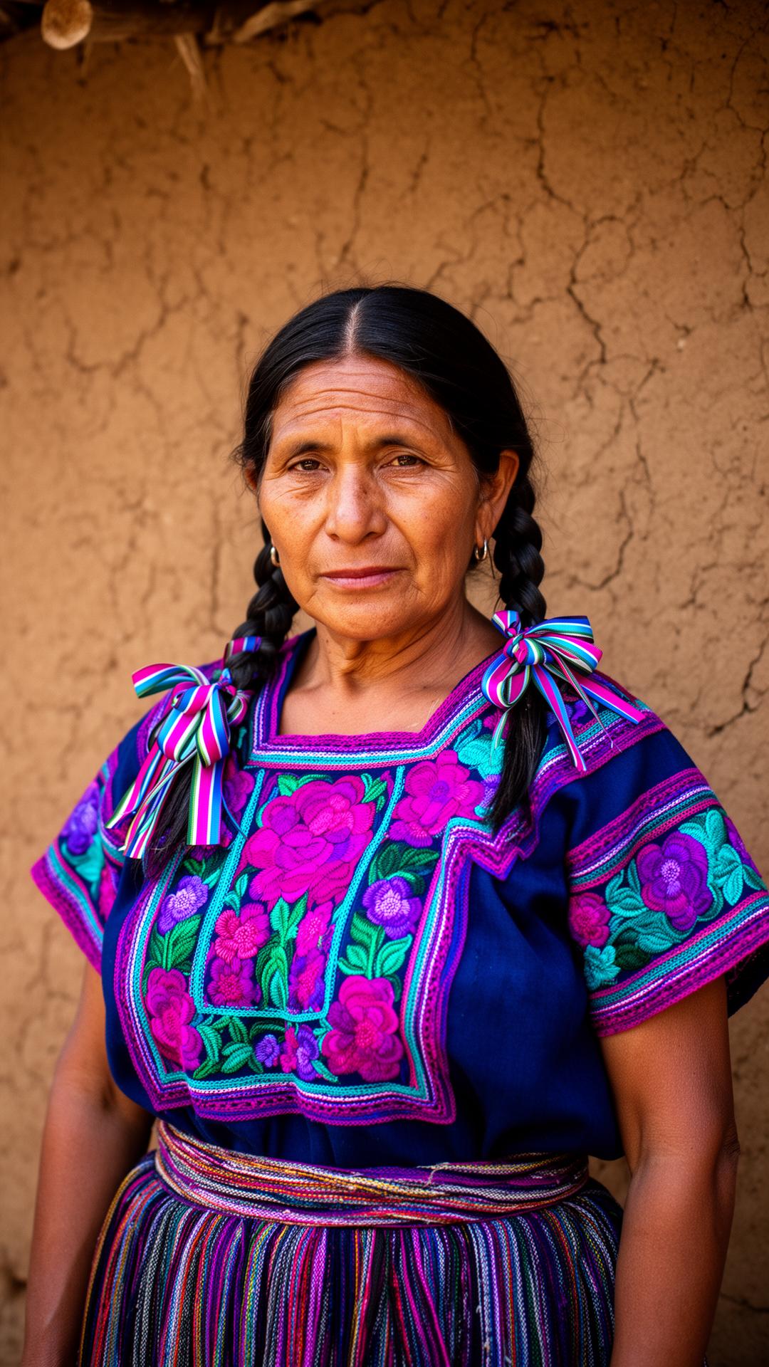 Tzotzil Maya woman from Zinacantán in a hand-embroidered huipil